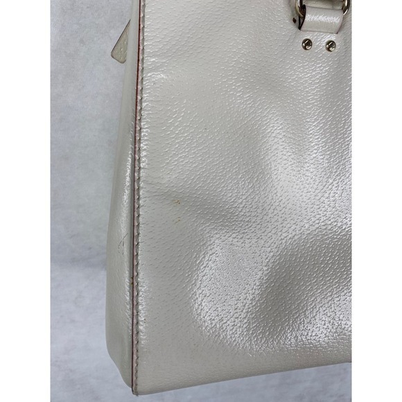 Kate Spade Ivory Leather Wellesley Quinn Tote Gold Tone Coastalcore Minimalist - Picture 5 of 10